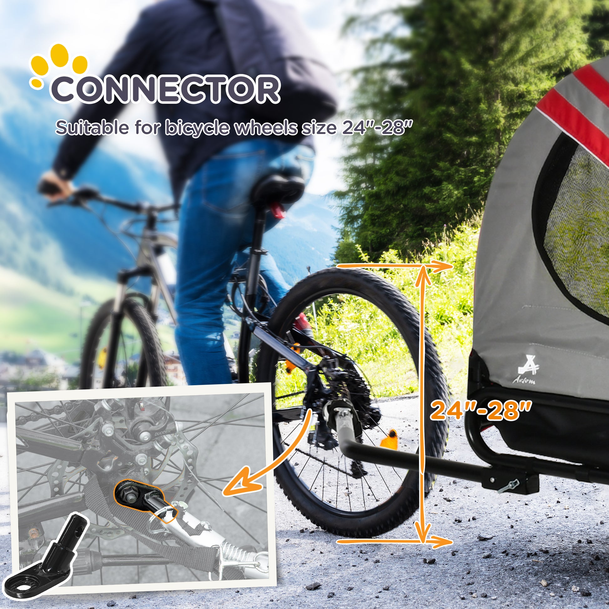 2-in-1 Pet Bike Trailer For Small Medium Dogs Road-visibility Dog