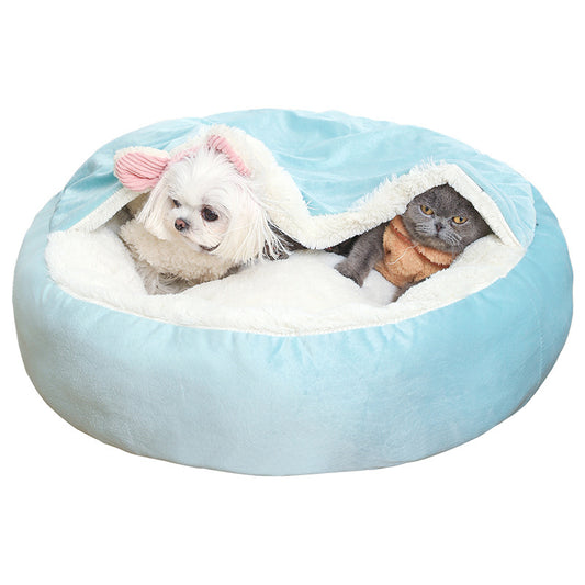 Orthopedic Dog Bed With Hooded Blanket Winter Warm Waterproof Dirt