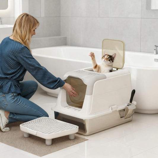 Cat Litter Box Enclosed With Scoop Deodorizer Bag