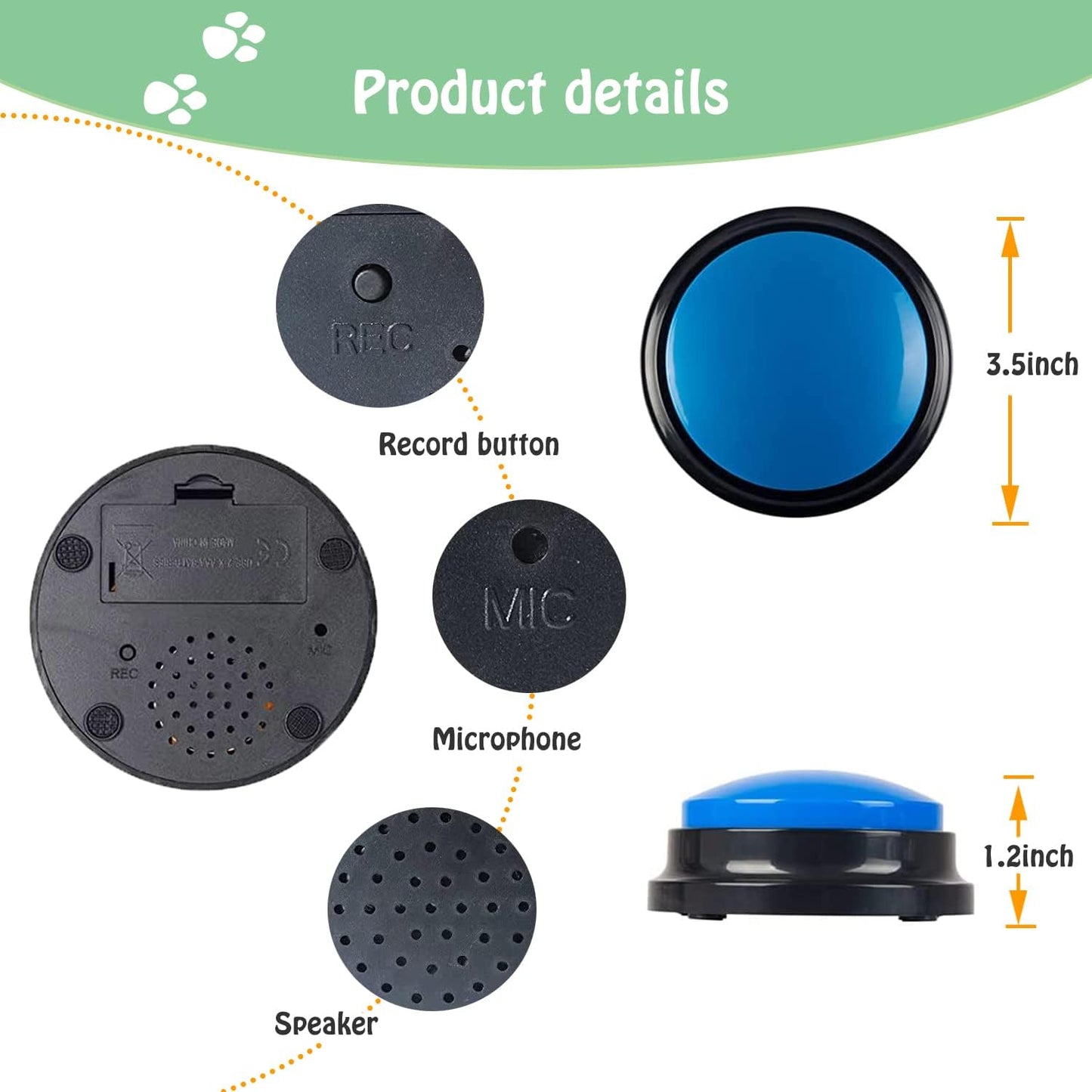 Voice Recording Button For Communication Pet Training Buzzer 30