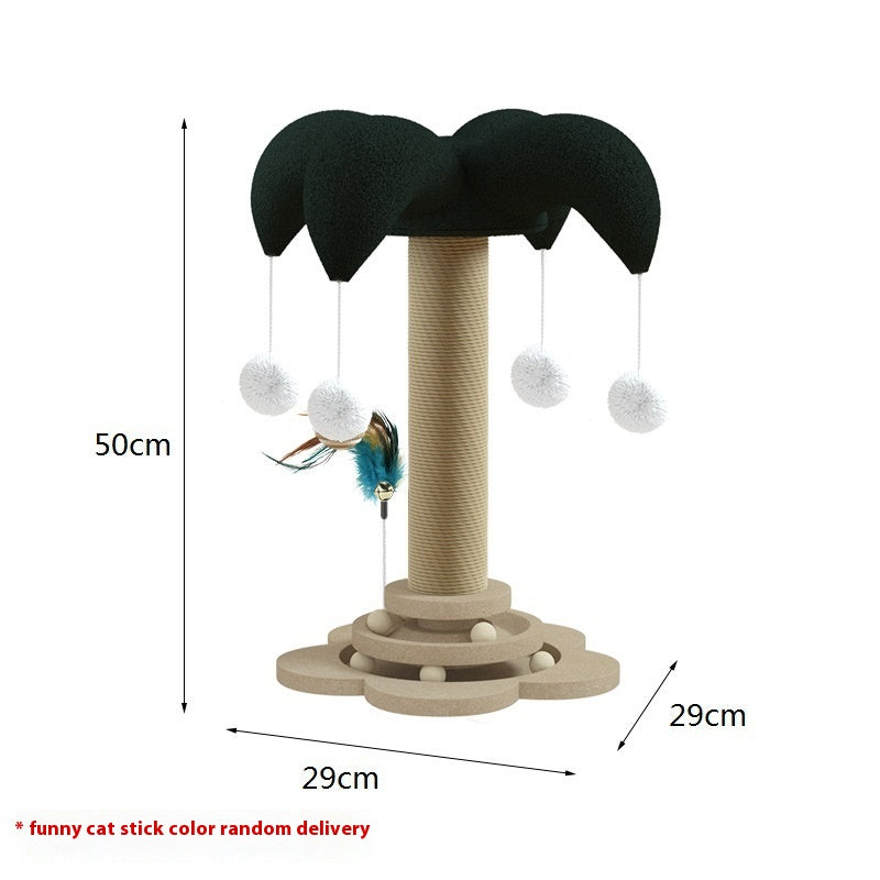 Cat Self-hi Solid Wood Turntable Scratching Post Teaser Durable