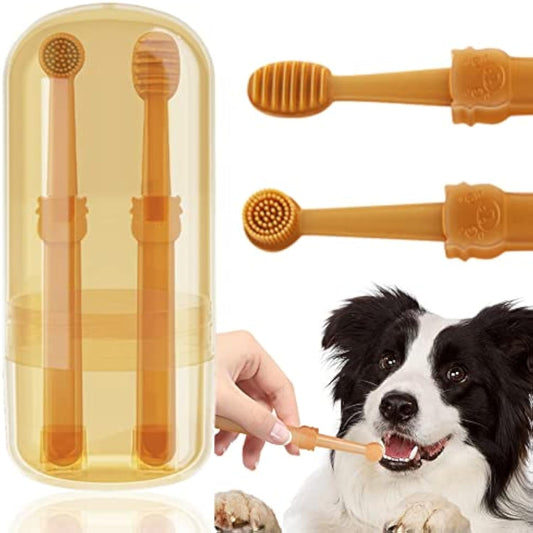 360 Angle Dog Toothbrush With Tongue Cleaning Brush Silicone Pet
