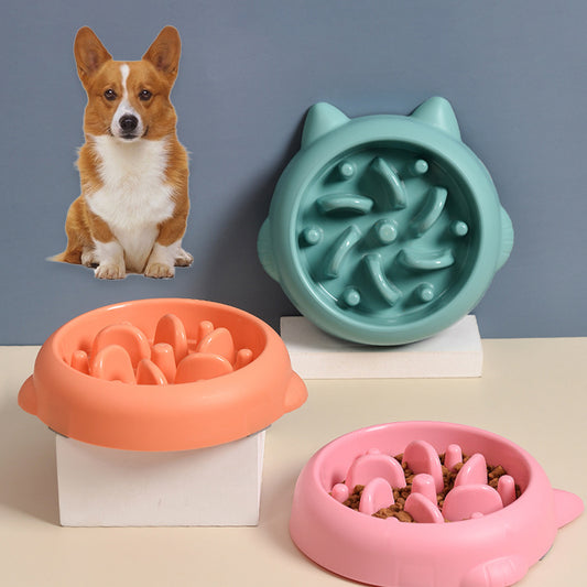 Pet Dog Cat Slow Feeder Bowls Anti Choking Dish Bowl Home Eating