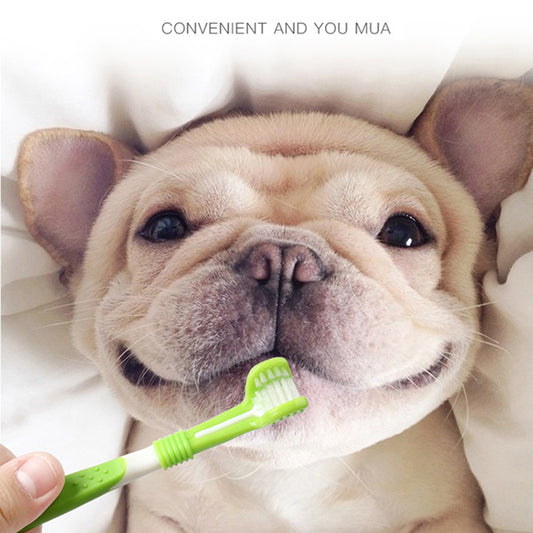 Pet Silicone Finger Toothbrush Dog Three-head