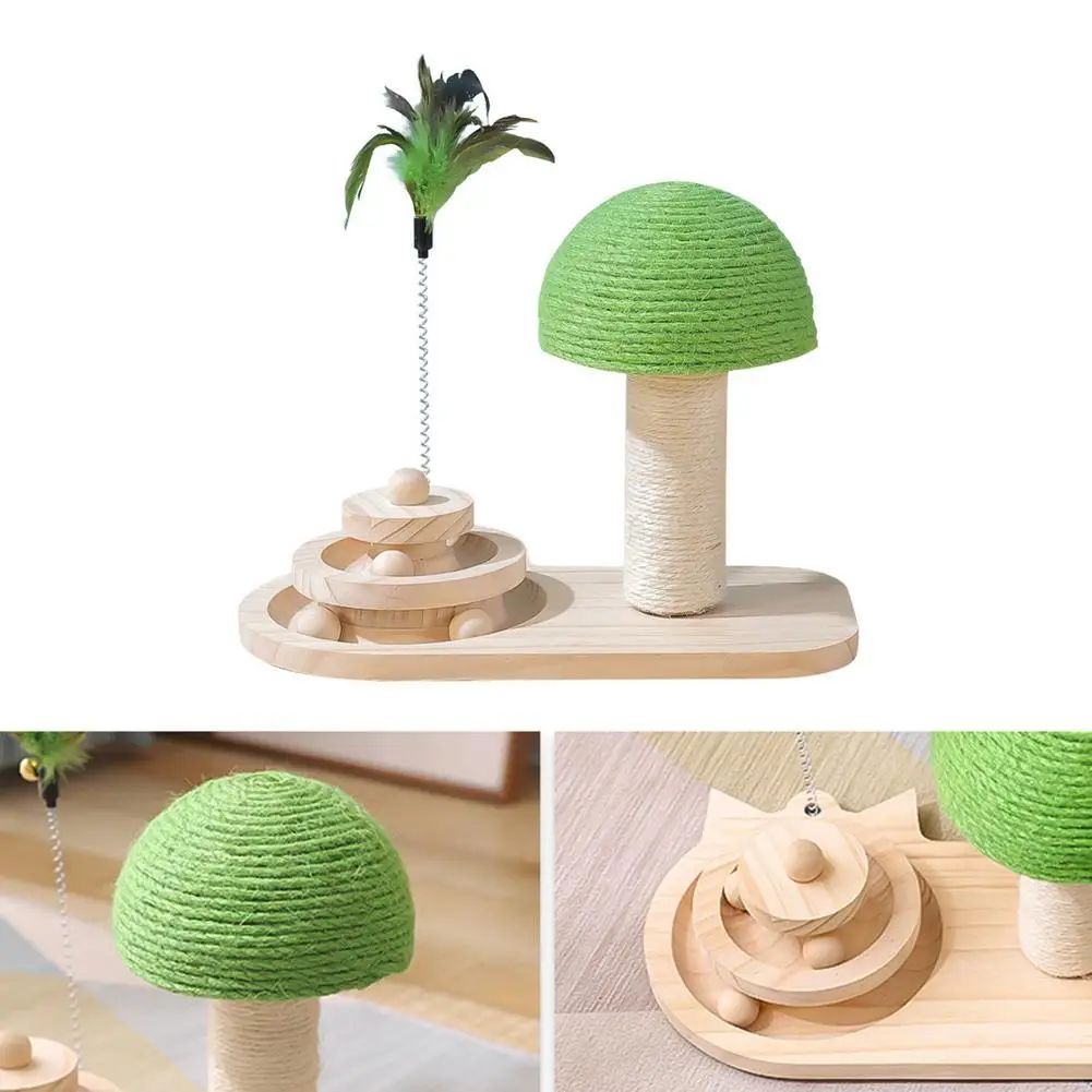 Cat Toys Scratching Post Mushroom Sisal Rope Scratcher Tree Tower