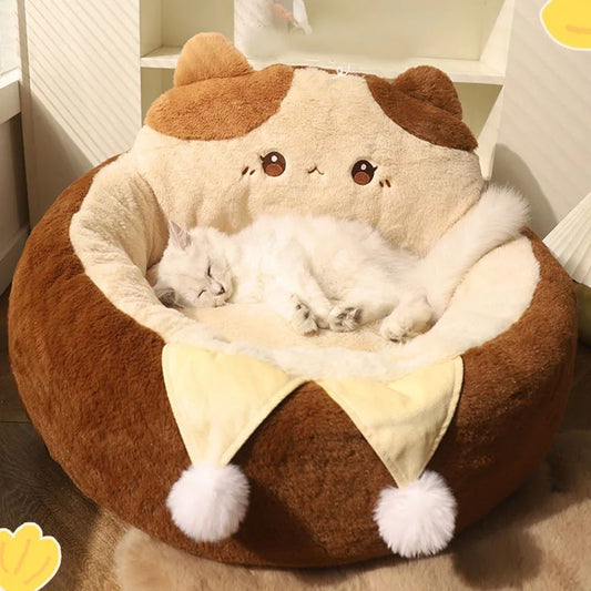 Cats Sofa Dogs Bed Round Cat Pad Mattress Winter Warm Deep Sleep