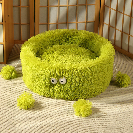 Winter Warm Cute Eye Small Monster Cat Bed Pet Round Nest Dog House
