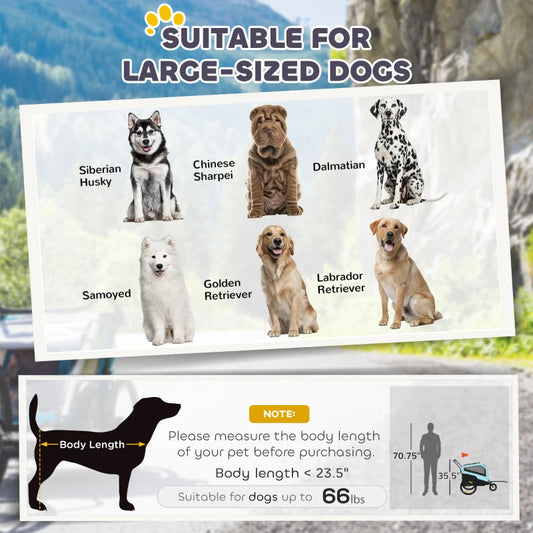 2-in-1 Dog Bike Trailer Pet Stroller Carrier For Large Dogs With