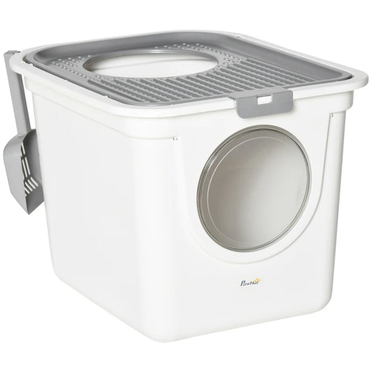 Covered Cat Litter Box Easy Cleaning Kitty With Front Entrance Top
