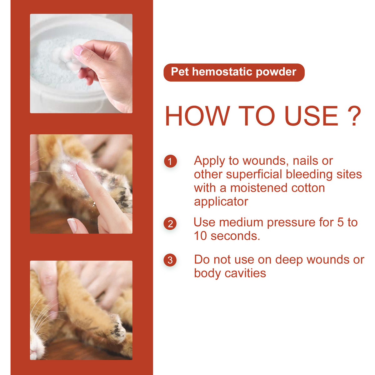 Pet Hemostatic Powder Fast Bleeding Stop Wound Care For Dogs Cats