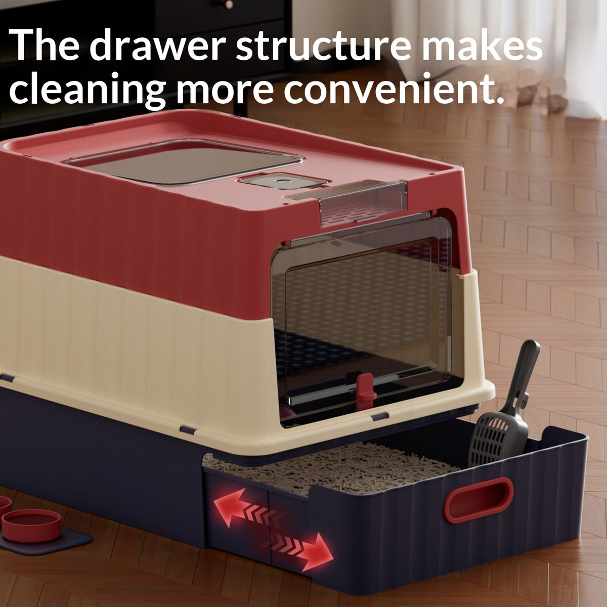 Extra-large Fully Enclosed Cat Litter Box With Uv Sterilization