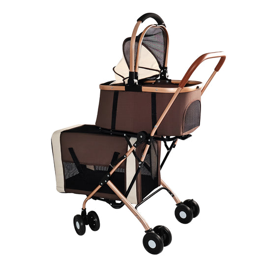 3-in-1 Double Pet Stroller For Small Medium Dogs Cats Foldable