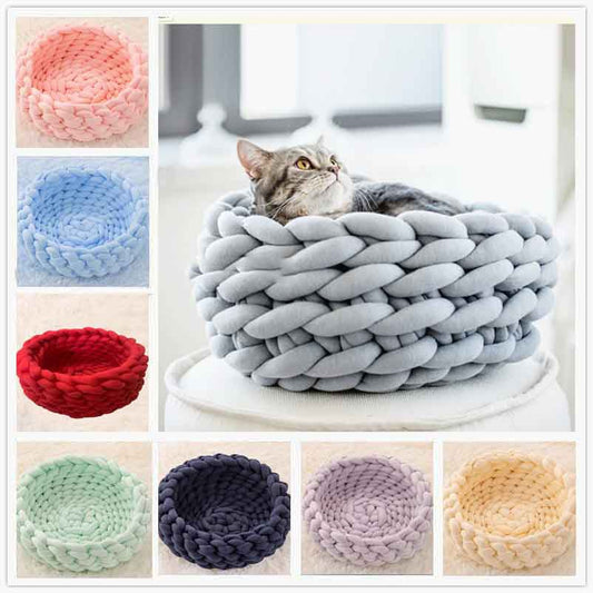 Cat House Cushion Soft Long Plush Warm Pet Mat Cute Kennel Sleeping