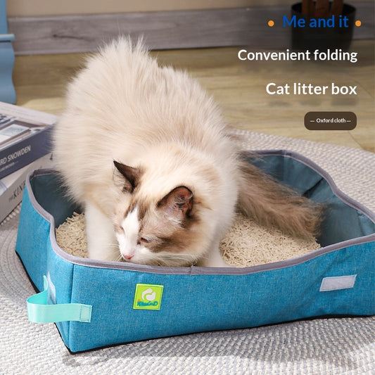 Household Oxford Cloth Foldable Cat Litter Box