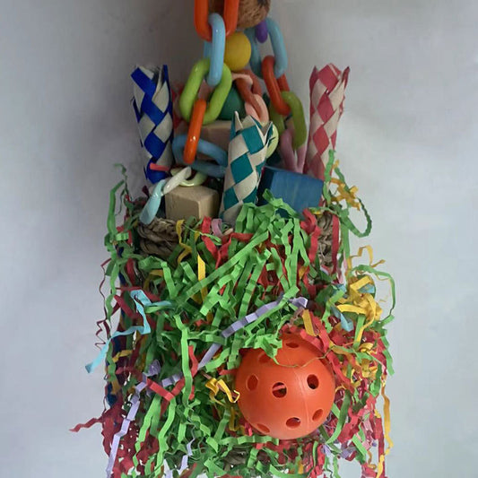 Large Parrot Halloween Shaped Chew Nut Colored Paper Grass Woven