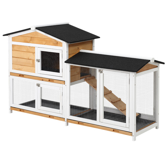 2 Storey Rabbit Hut Wooden Bunny Small Animal House With Ramp