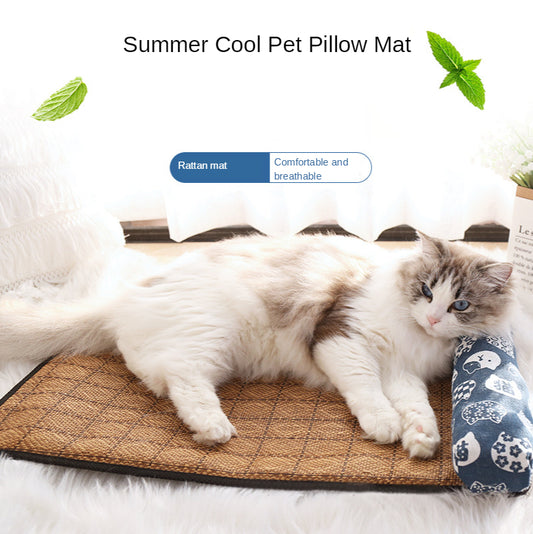 Summer Rattan Pet Mat Pillow Cushion Cooling Catmat Ice Pad