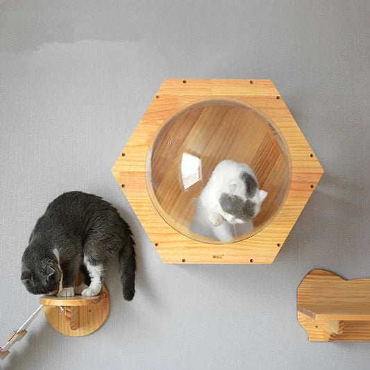 Solid Wood Scratching Post Cat Drilling Hole Luxury Tree Toy