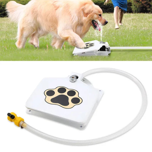 Dog Water Fountain Outdoor Pet Dispenser Step-on Activated Sprinkler