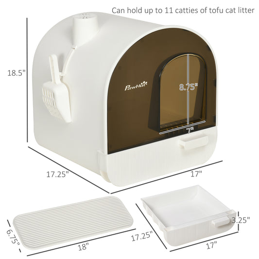 Cat Litter Box With Lid With Scoop And Filter White