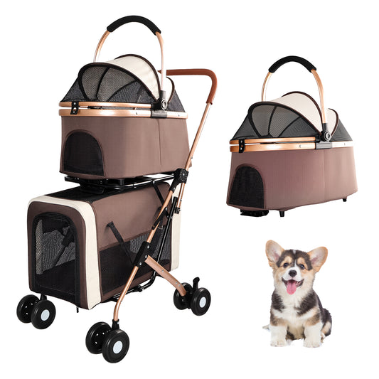 3-in-1 Double Pet Stroller For Small Medium Dogs Cats Foldable