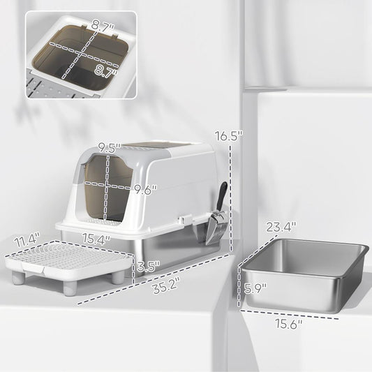 Cat Litter Box Enclosed With Scoop Deodorizer Bag