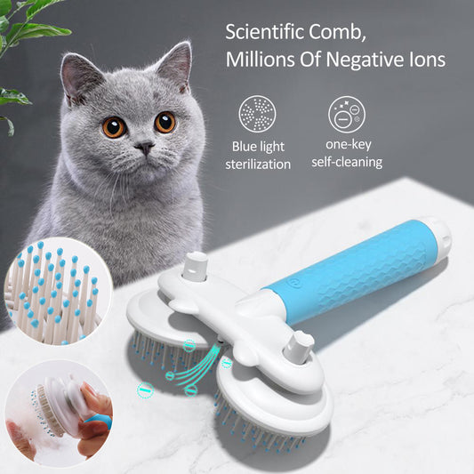 Pet Cat Brush Dog Slicker Double-headed Negative Ion One-button