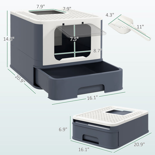 Cat Litter Box With Lid Scoop Front Entry And Top Exit For Large