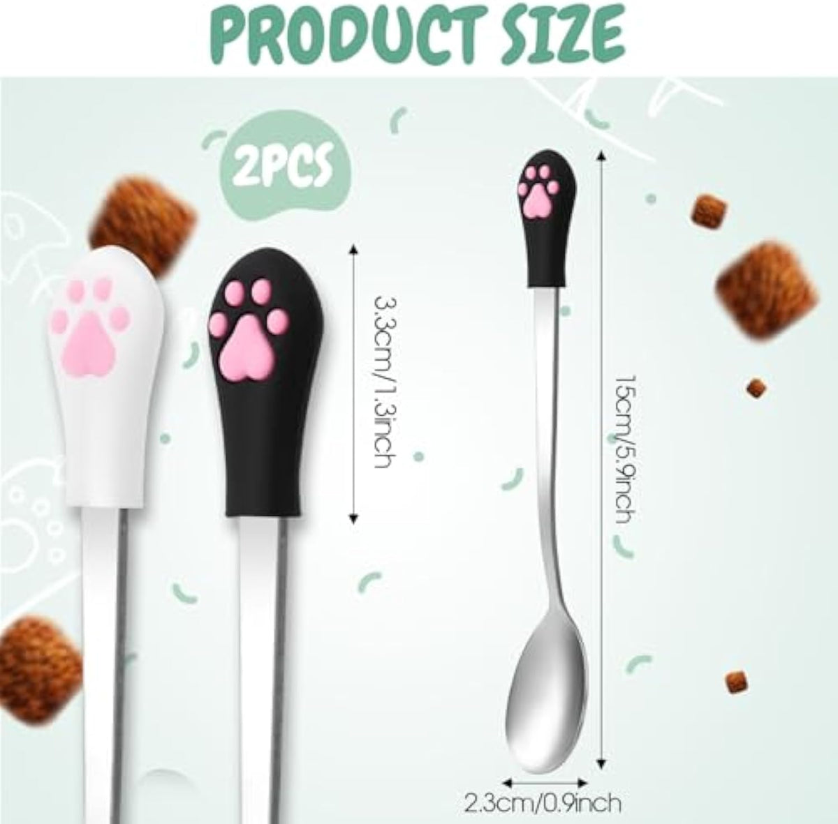 2 Pcs Dog Cat Spoon Pet Can Stainless Steel Claw Spoons For Wet