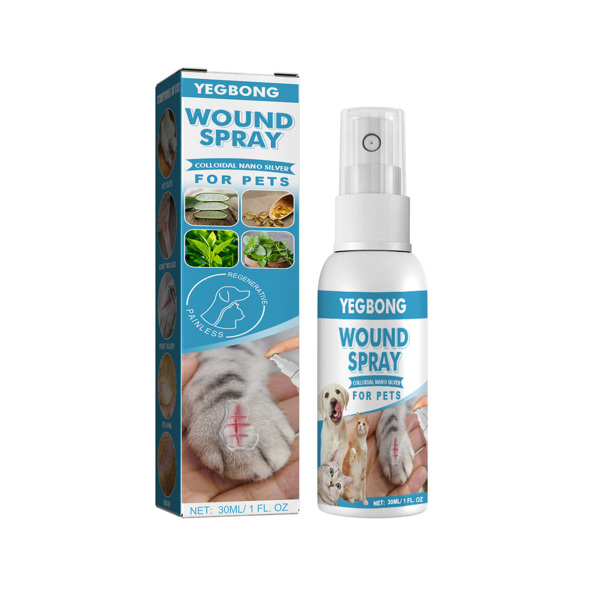 Natural Pet Wound Spray For Cats Dogs Skin Care Cuts Anti Itch