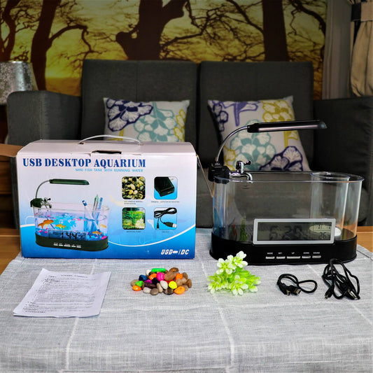 USB Desktop Streaming Mini Aquarium Time Date Week Temperature