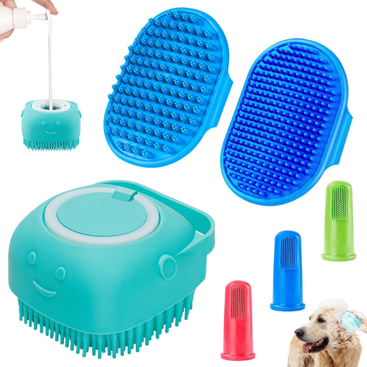 6pcs Dog Bath Brush Toothbrush Adjustable Handle Shampoo Scrubber