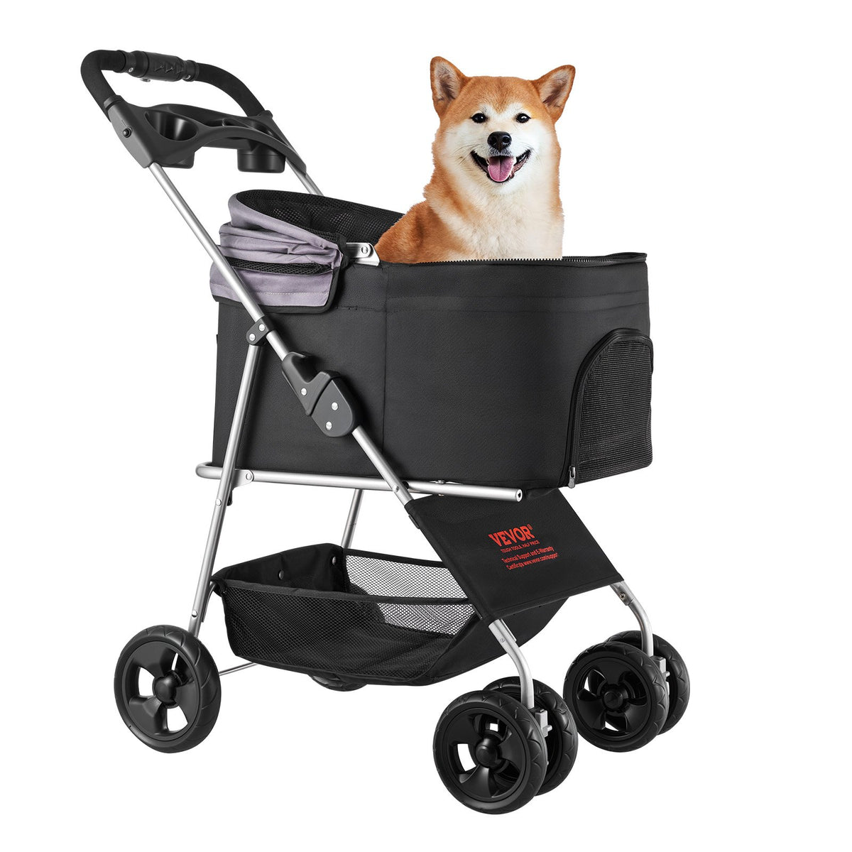 Pet Stroller Foldable 4 Wheels Dog Detachable Carrier Up To 35lbs