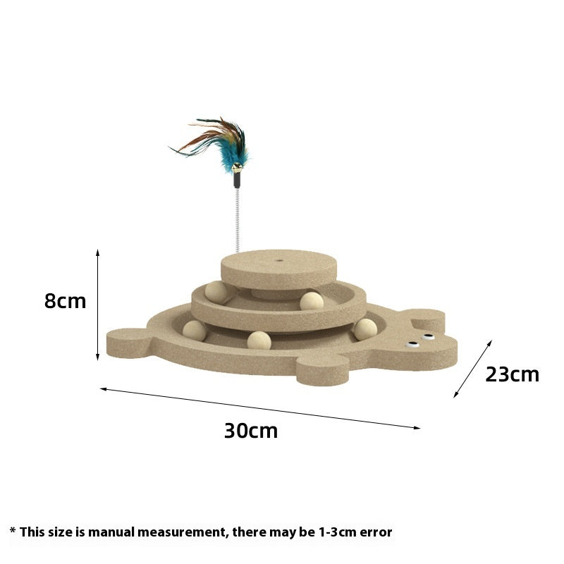 Cat Self-hi Solid Wood Turntable Scratching Post Teaser Durable