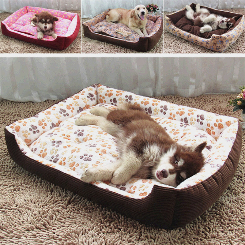 Pet Dog Beds Mats Soft Plush Warm Sofa Kennel Sleep Basket For