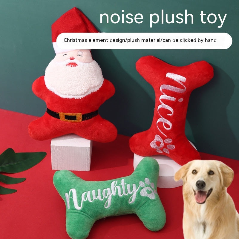 Christmas Dog Plush Sounding Puppy Pets Toy Santa Claus Decorations