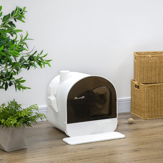 Cat Litter Box With Lid With Scoop And Filter White