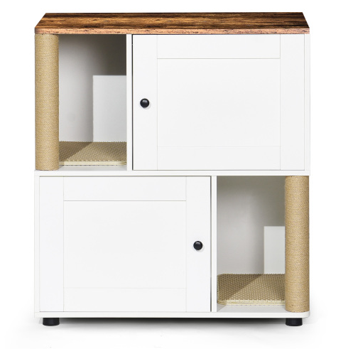 Double Cat Litter Box Enclouse Enclosure For 2 Cats Cabinet With