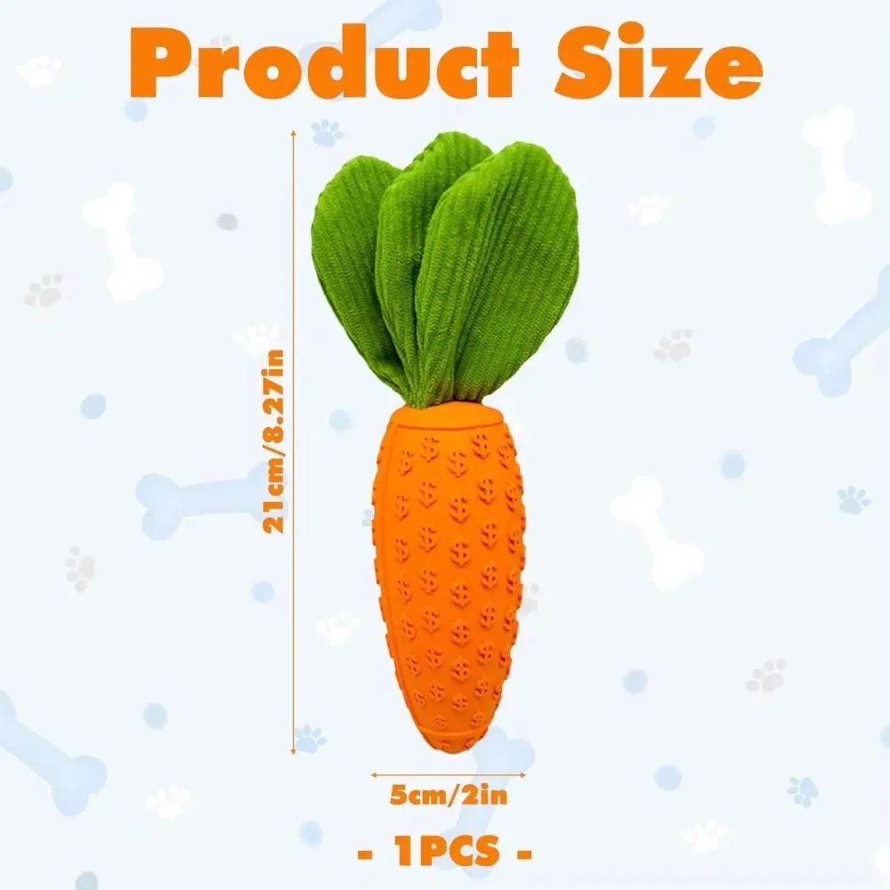 Carrot Dog Chew Toys Durable Rubber Squeaky Toy Shaped For Dogs