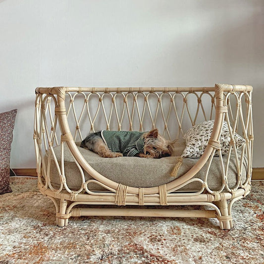 Pet Bed Handmade Rattan Woven Pet Sofa For Dogs