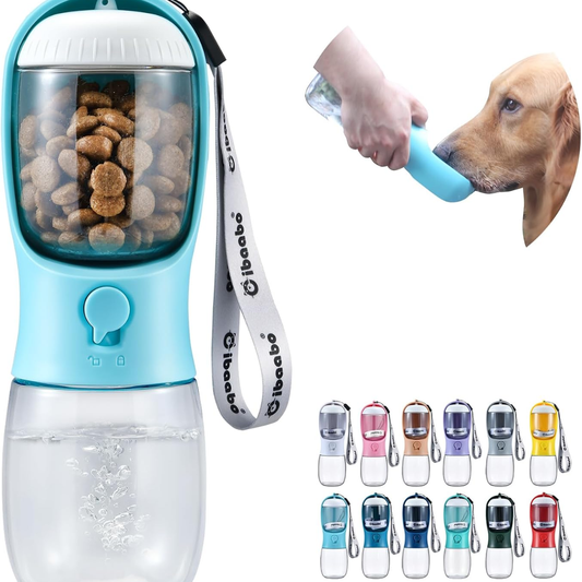 Portable Dog Water Bottle With Food Container Filter Travel