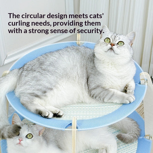 Woven Rattan Cooling Mat Oversized Solid Wood Cat Bed