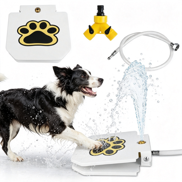 Dog Water Fountain Outdoor No Electricity Step-on Activated Pet