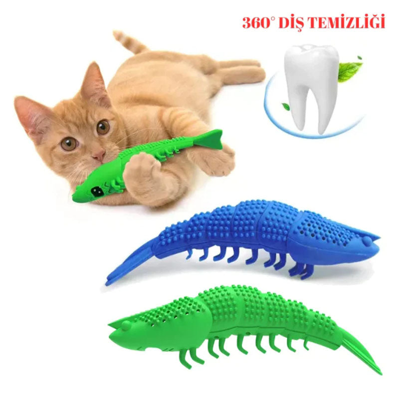 Catnip Silicone Fish Crayfish Toothbrush Cat Toy Bite Relieving