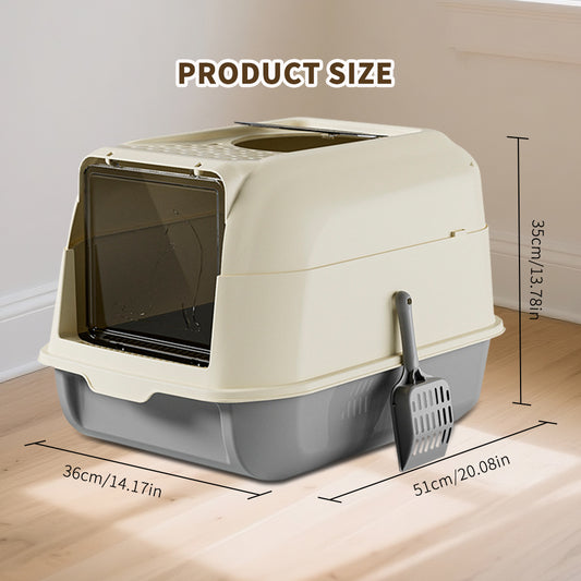 51cm Large Fully Enclosed Top Entry Cat Litter Box Front Flip Door