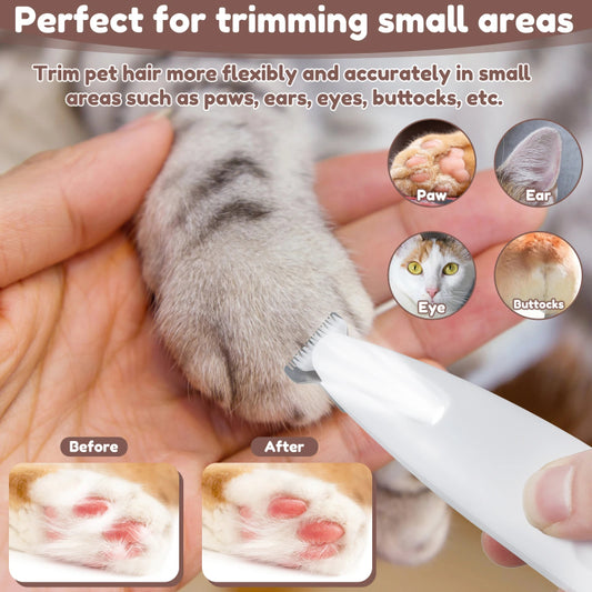 Pets Dog Paw Trimmer With LED Light Fully Waterproof Pet Hair With