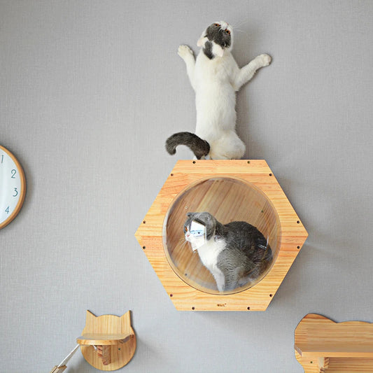 Solid Wood Scratching Post Cat Drilling Hole Luxury Tree Toy