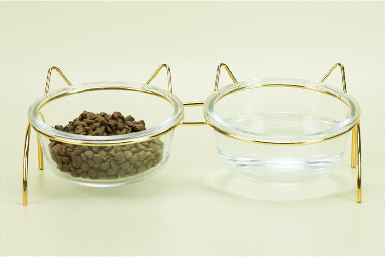 Glass Cat Bowl Drinking Dish Feeder For Pet Food Water Dishes With