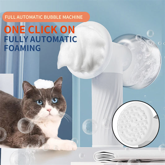 Automatic Foaming Dog Cat Bath Brush Shampoo With Soap Dispenser