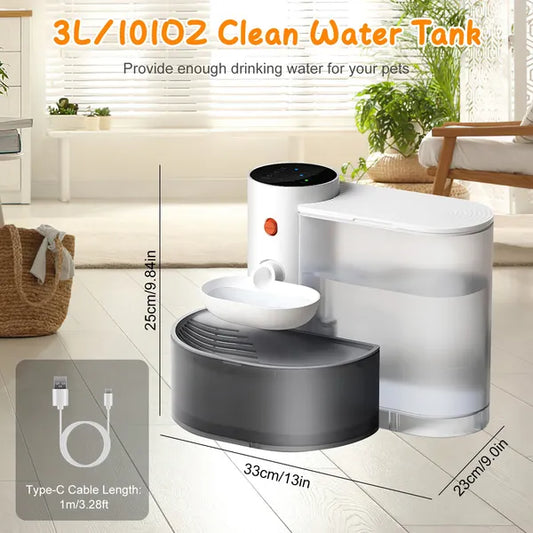 Smart Pet Water Fountain Automatic Cat Dispenser 3l&101oz Cordless